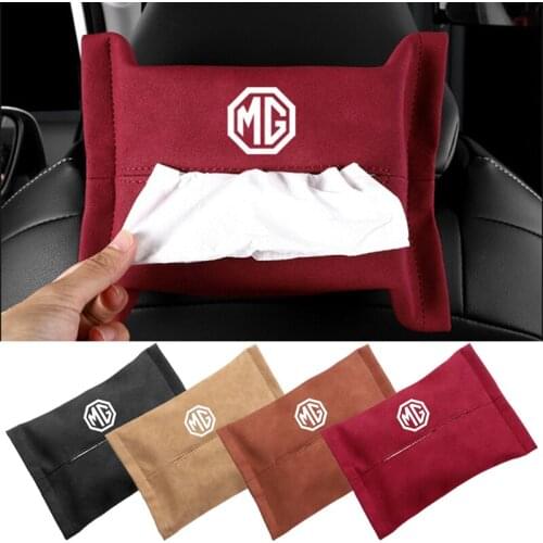 1pcs Suede Car Tissue Box Napkin Paper Storage Box for MG ZS GS HS Ezs MG5 Mg GT MG6 MG7 Auto Tissue Case Holder Decoration