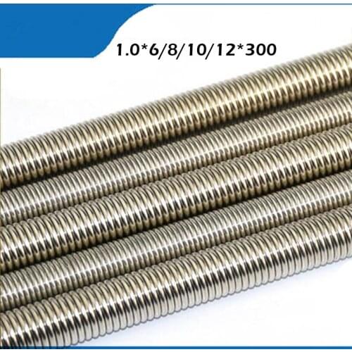 2pcs Long stainless steel tension spring extension spring for sales, 1.0mm wire diameter x (6-12)mm out diamter x 300mm length
