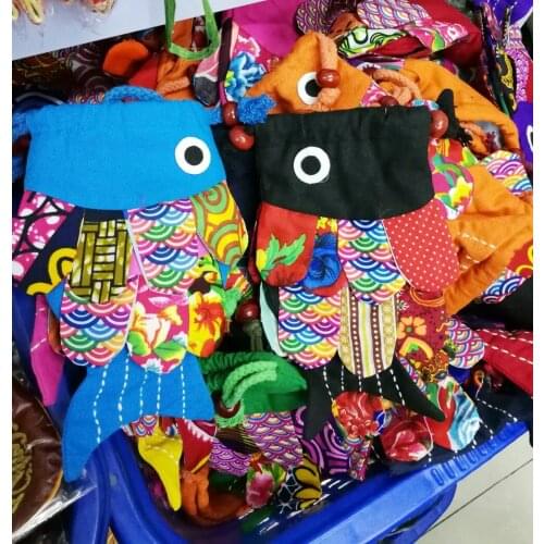 2pcs Mixed colors Cute Fish Embroidery Brocade Silk Coin Bags,Purse, wallet Jewelry Bags, necklace bag 8