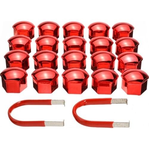 20pcs Red Universal 17mm Vehicles Tire Wheel Tyre Screw Cap Decorative Tyre Wheel Nut Screw Bolt Protection Car Styling