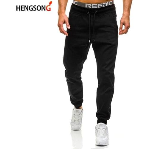 2020 Men Running Pants Trousers Men Drawstring Pants Hip Hop Harem Pants Mens Joggers Solid Pants Sweatpants Plus Size M-3XL