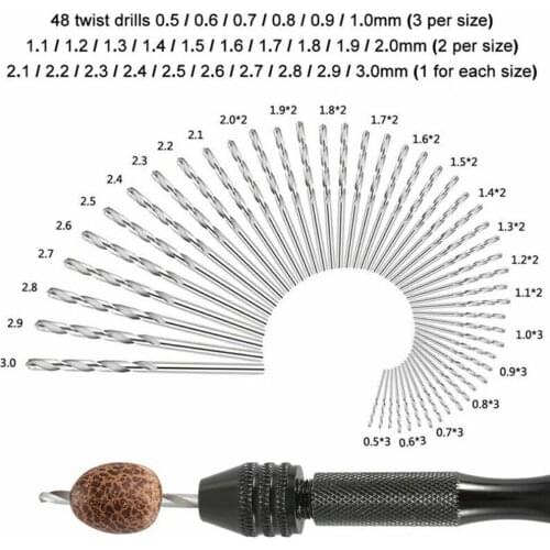 49PCS Metal Hand Drill Equipments Resin Mold Tools And Handmade Jewelry Tool With 0.5mm-3.0mm Drill Screw