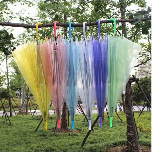 50pcs/lot Long handle clear Umbrella adult kids children Dance Performance pencil Umbrella Colorful transparent Umbrella WA0687