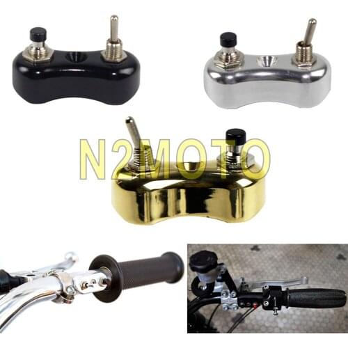 Brass Black Sliver Mini Handlebar Switch Block Push Button Toggle for Cafe Racer Chopper Bobber Triumph 7/8" 1" Handlebar