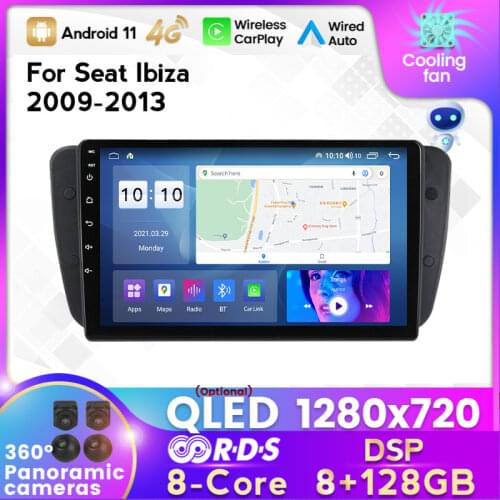 MEKEDE 2 DIN 6+128G DSP Android 11 Car Radio Multimedia Player for Seat Ibiza 6j 2009-2013 GPS Navigation Carplay Auto WIFI BT