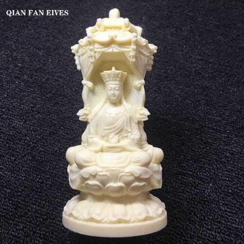 White three sides Guanyin, Jizo, Tathagata statue，Modern art sculpture，Exquisite carving，High-end home decoration crafts