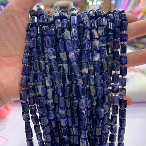 8x10mm Natural Blue Sodalite Stone Beads 15‘’ Column Barrel Spacer DIY Loose Beads For Jewelry Making Beads Bracelet Necklace