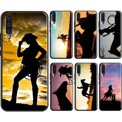 Sunset Cowgirl Horse Silhouette Cover For Samsung Galaxy A52 A12 A32 A72 A10 A40 A50 A70 A21S A20e A11 A31 A41 A51 A71 Case