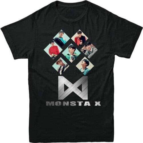 Monsta X T-Shirt K-Pop Boy Band Monsta X Tour 2019 Adult Kids Tee Top Cotton Loose Plus Size Tee Shirt