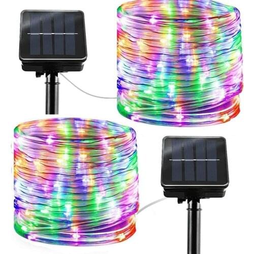 Solar Rope String Light 12M 100LED Garden Outdoor Waterproof Christmas Lamp Wedding Party Trees Home Party Decoration