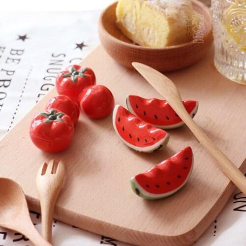 Ceramic Cute Red Watermelon/tomato Chopstick Holder Creative Home Fruit Spoon Fork Holder Kitchen Tableware