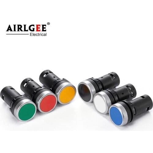 22mm 1NO 1NC Contact push button switch self-resetting jog flat button switch flat head small start power control red green