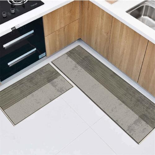Nordic Geometric Lines Gray Kitchen Mat Long Washable Non-slip Simple Hallway Mat Decor Bedroom Mats Bedside Absorbent Bath Mat