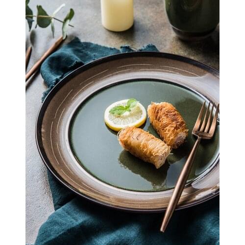 LingAo American creative ceramic kiln glaze bowl and dish Nordic individual bowl and dish restaurant wholesale purchase