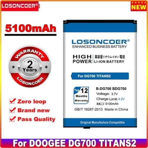 LOSONCOER 5100mAh B-DG700 For DOOGEE DG700 TITANS2 BDG700 Mobile Phone Battery+Quick Arrive