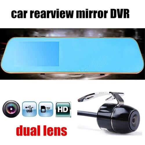 Best price car Rearview Mirror DVR Full HD 1080P Dual Lens 4.3"LCD With Rear View Camera night vision with rear camera