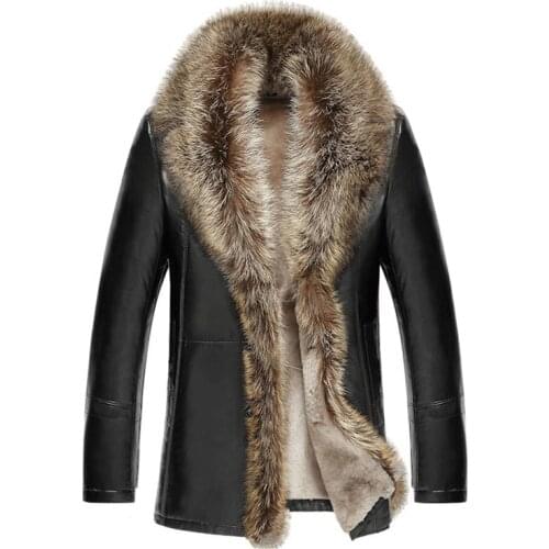 M-5xl 2020 Winter New Men Leather Jacket Lambswool Genuine Leather Coats Thicken Fur Collar Jaqueta Masculino Plus Size Clothing