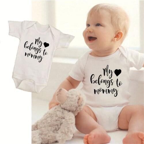 My Heart Belongs To Mommy Newborn Infant Baby Short Sleeve Romper Toddler Fashion Clothes Baby Funny Costumes 0-24M