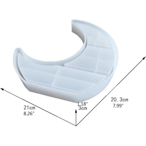 N0HE Crafts Moon Shaped Tray Epoxy Resin Mold Crescent Display Stand Silicone Mould