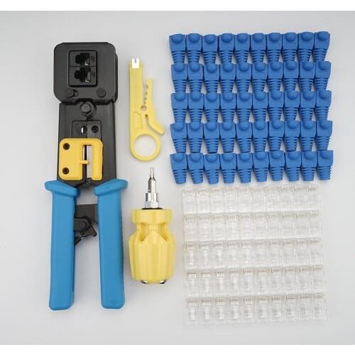 RJ45 Crimper Hand Network Tools set screwdriver RJ12 cat5 cat6 8p8c Cable Stripper Pressing Clamp Tongs Clip Multi Function kits