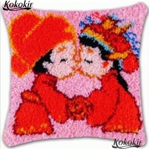 Crocheting Rug Kits latch hook rug canvas chinese cross stitch kits diy Needlework Embroidery Unfinished Pillowcase