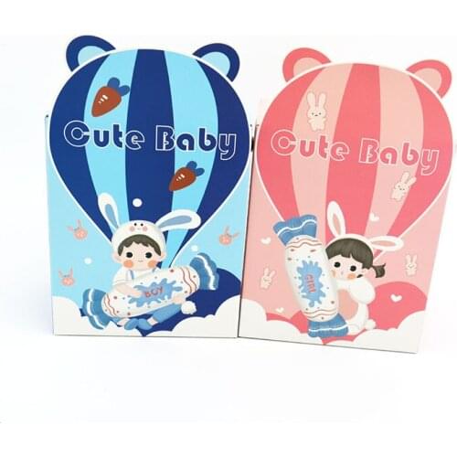 New Cartoon Baby Full Moon Gift Box Paper Candy Box Packaging Cute Baby Packaging Bags for Birthday Party Blue Gift Bags