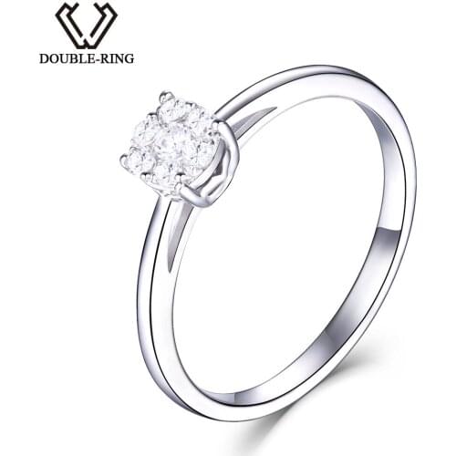 DOUBLE-R 925 Sterling Silver Created white Topaz Engagement Ring For women