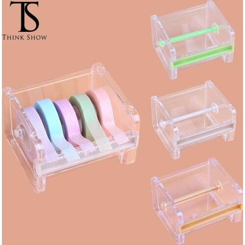 Portable Transparent Acrylic Eyelash Tape Cutter Colorful Cutter PE Medical Tapes Adhesive Rotating Tape Holder Eyelash Tools