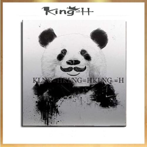 Hand painted black and white panda animal lovely panda canvas oil painting home decoration modern abstract the lobby hotel