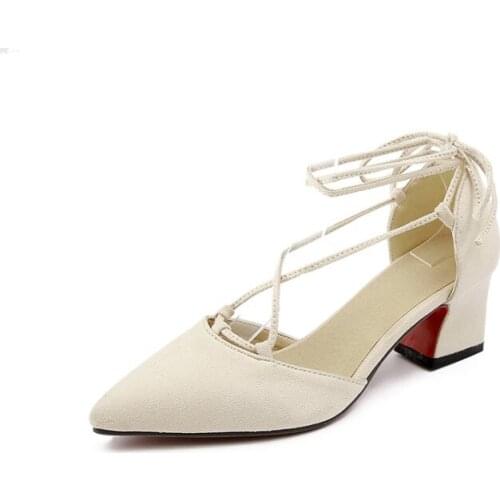 Big Size 11 12 13 14 15 16 17 high heels sandals women shoes woman summer ladies Pointed Cross lace-up Thick with sandals