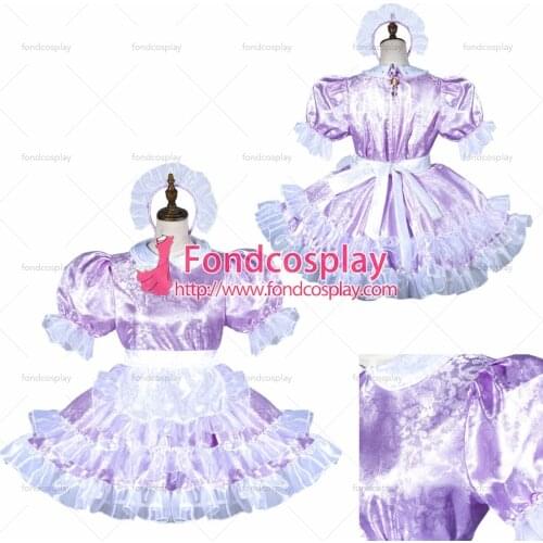Sissy maid satin dress lockable Uniform cosplay costume Tailor-made[G3810]
