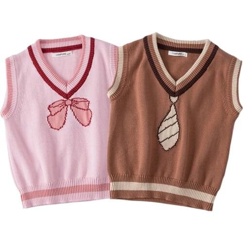 Baby Girls Sleeveless Sweater Vest Fashion Toddler Autumn Childrens Clothing Baby Girls Boys Knitting Pullover Vest Coat Tops