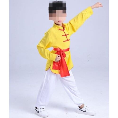 Unisex high-grade Pure cotton kids&Adult children martial arts performance clothing tai chi uniforms kung fu long-sleeve suits