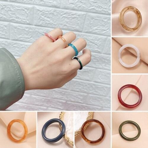 Vintage Resin Ring Colorful Transparent Acrylic Rings For Women Party Jewelry Gifts Simple Finger Ring High Quality Wholesale