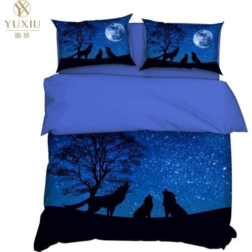 YuXiu 3D Printing Animal Wolf Duvet Covers 3Pcs Sets Bedding Set Bed Linen Cover Pillowcases King Queen Full Twin Double