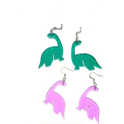 2020 New European Acrylic Animal Transparent Long Dinosaur Earring Korea Funny Interesting Harajuku Earrings for Women Jewelry