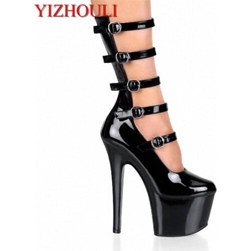 15cm New arrived ladies thin high heel shoes ankle boots with fashion buckle-strap PU leather hollow out women boots/pumps shoes