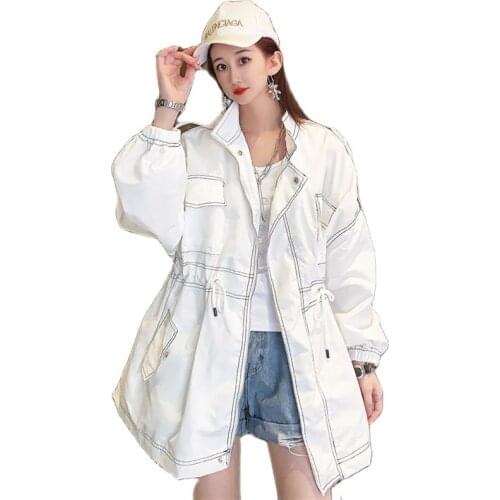 2020 NEW Spring Autumn Fashion Long Trench Coats For Women casual Long Sleeve zipper Windbreaker female Tops b307