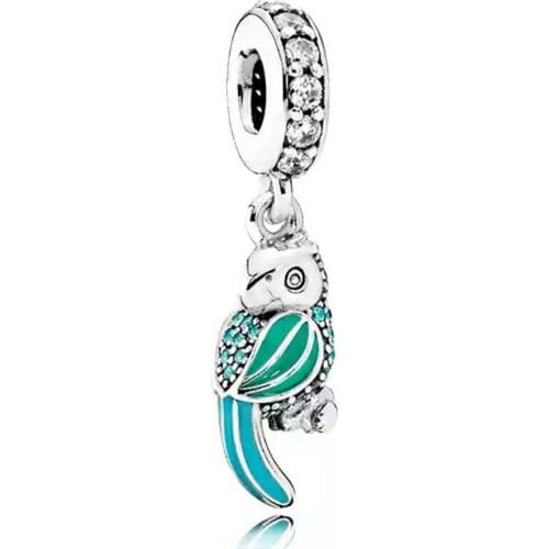 100% 925 Sterling Silver Charm New Versatile Parrot Pendant Fit Pandora Women Bracelet & Necklace Diy Jewelry
