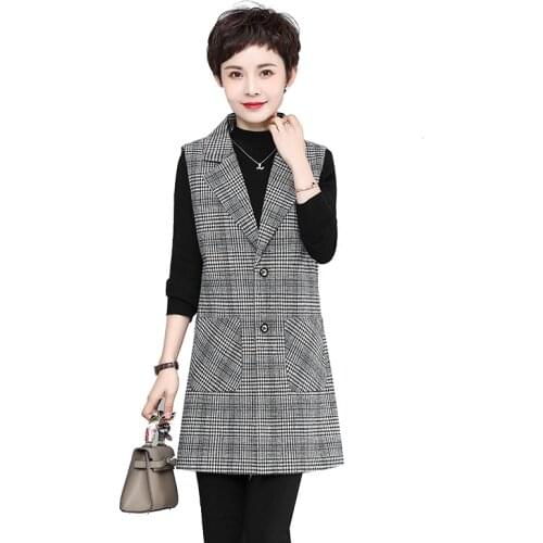 5XL suit vest womens Plus size Spring/Autumn 2019 temperament slim Plaid waistcoat large size vest female sleeveless jacket