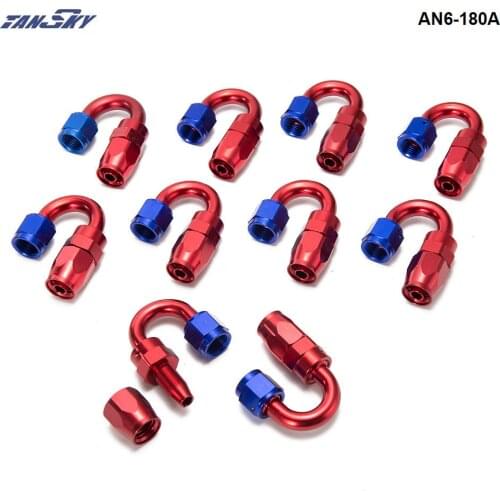 10PCS/LOT AN6 180 Degree Hose End Fitting/Oil Fuel Line Adapter AN6-180A