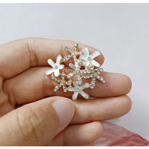 10 PCS 30mm Metal Alloy Crystal Rhinestone Flowers DIY Earrings Headwear Accessories For Jewelry Making