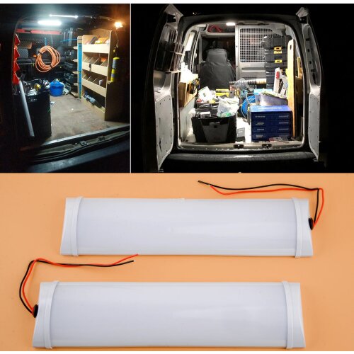 2Pcs 12V 72LED 10W Interior Dome Roof Lights Strip Bar 6500K for Van Lorry Camping Caravan Trailer Boat Motorhome Truck