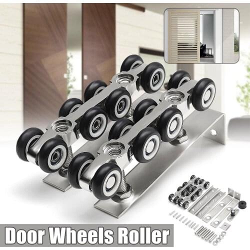 2PCS Sliding Wooden Door Hanging Wheels Closet Hangers Roller Hardware Heavy Duty