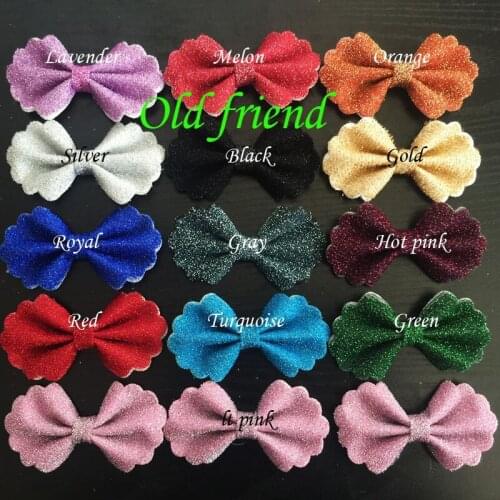 3.2inch Glitter Hair Bow Without Clips Girls Kids bows Boutique bows 50pcs