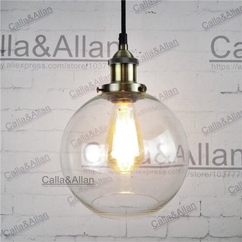 Antique brass finished clear glass round Chandelier Light E27 Bulb Pendant Lamp Modern Christmas Glass Ball bronze Lighting