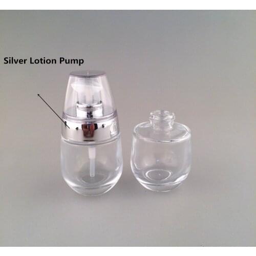 Free Shipment 2pcs 30ml Clear Frosted Matt Cosmetic Lotion Pump Glass Bottle with Lotion Pump Refillable Bottle