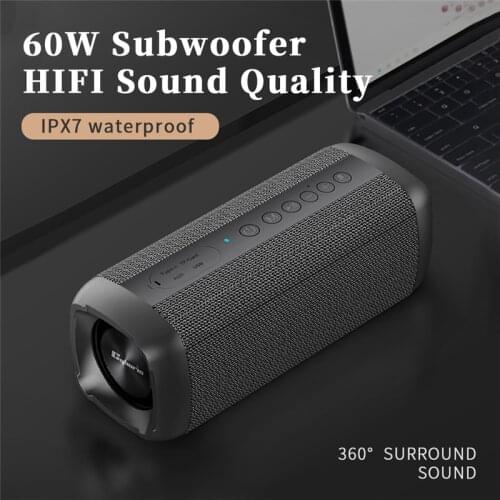 S6 high-power 60W wireless bluetooth speaker outdoor waterproof TWS stereo bass 6600 mAh music center column hands-free call