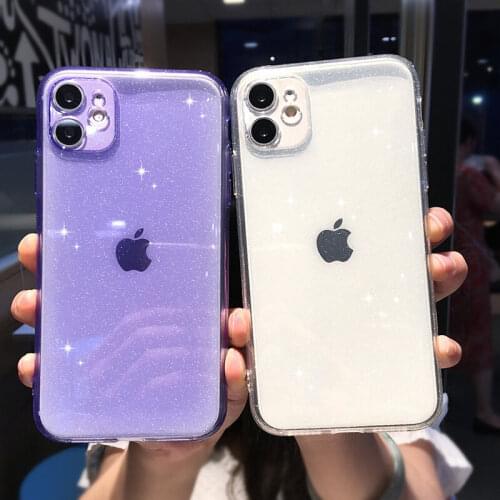 For iPhone 11 Pro Max Glitter Bling Transparent Shining Phone Case For iPhone X XR Xs Max 6 6s 7 8 Plus Soft TPU Clear Cover