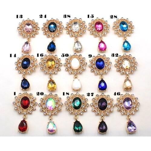 5Pc 46*26mm Flat Glass Crystal Brooch Snap Button Diy Clothes Craft Supplies Rhinestones For Sewing Metal Accessories Decorative